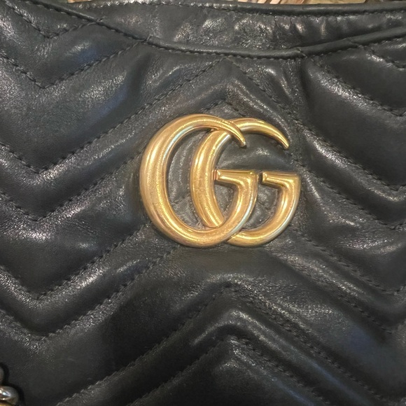 SOLD Gucci black Marmont handbag shoulder bag large chain strap - Picture 10 of 15
